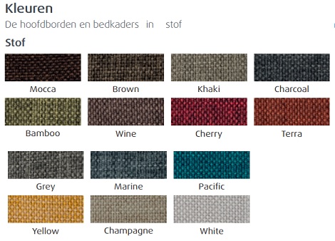 Relax-bed stoffen kleur
